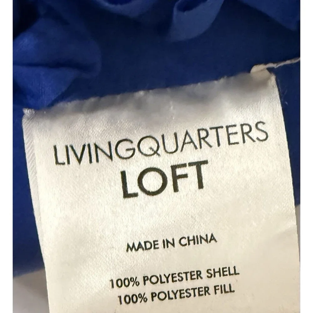 LivingQuarters Blue Textured Throw Pillow Decorative Ruffle Accent Cushion Loft